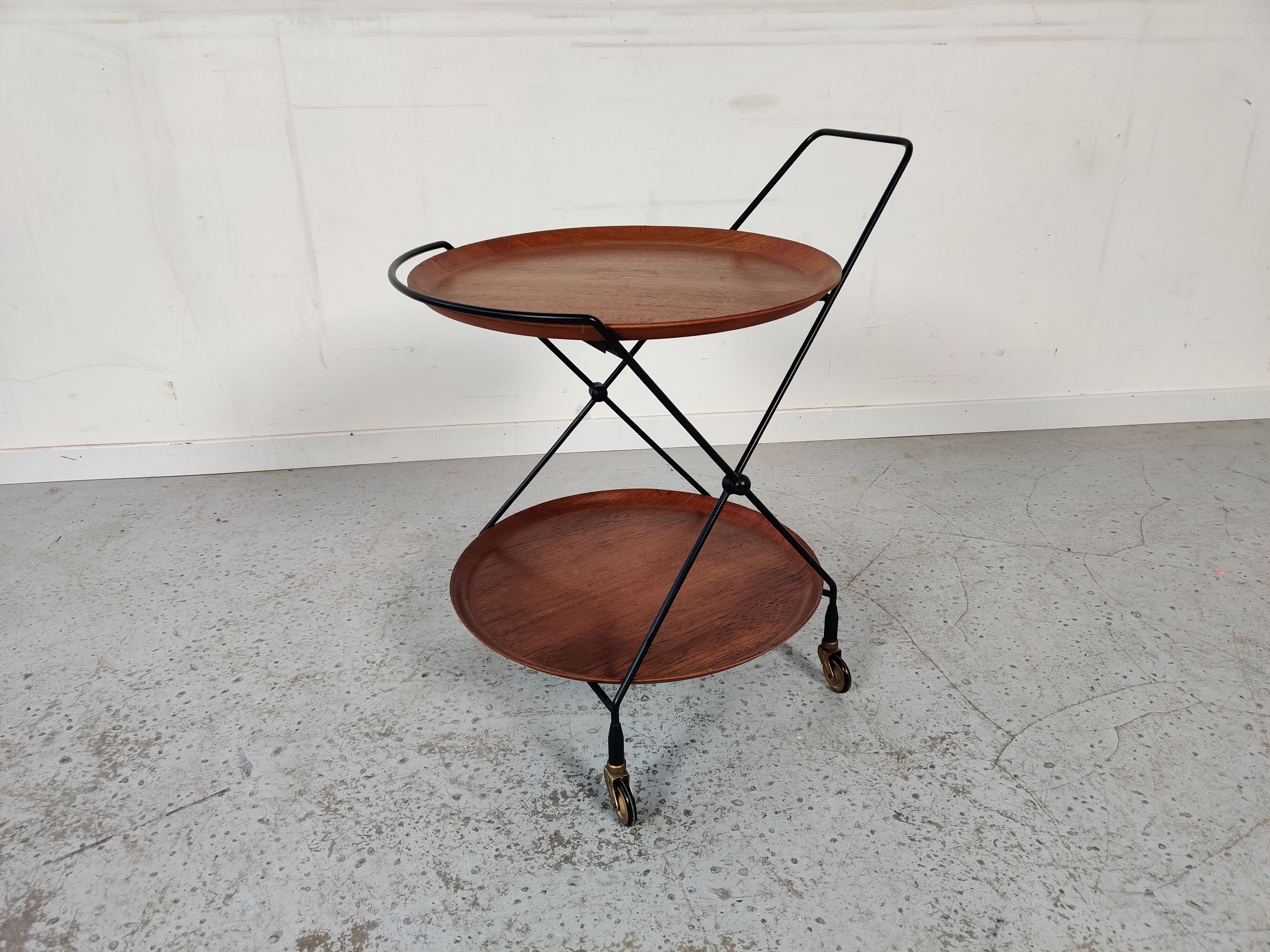 Scandinavian teak and metal dessert by Paul Nagel, Made in sweden 60s