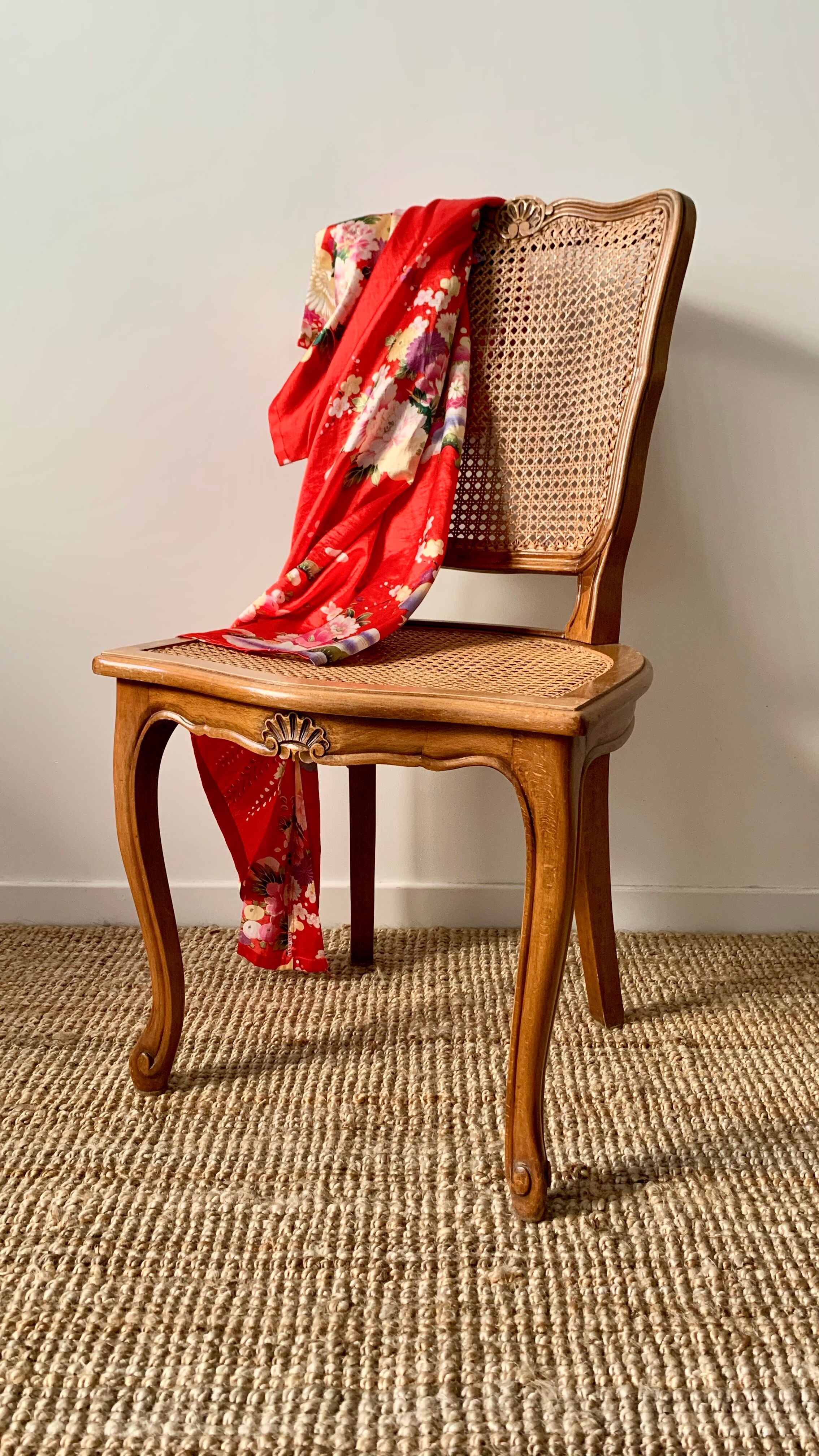 Pair of Louis XV style beech tanned chairs with shell pattern
