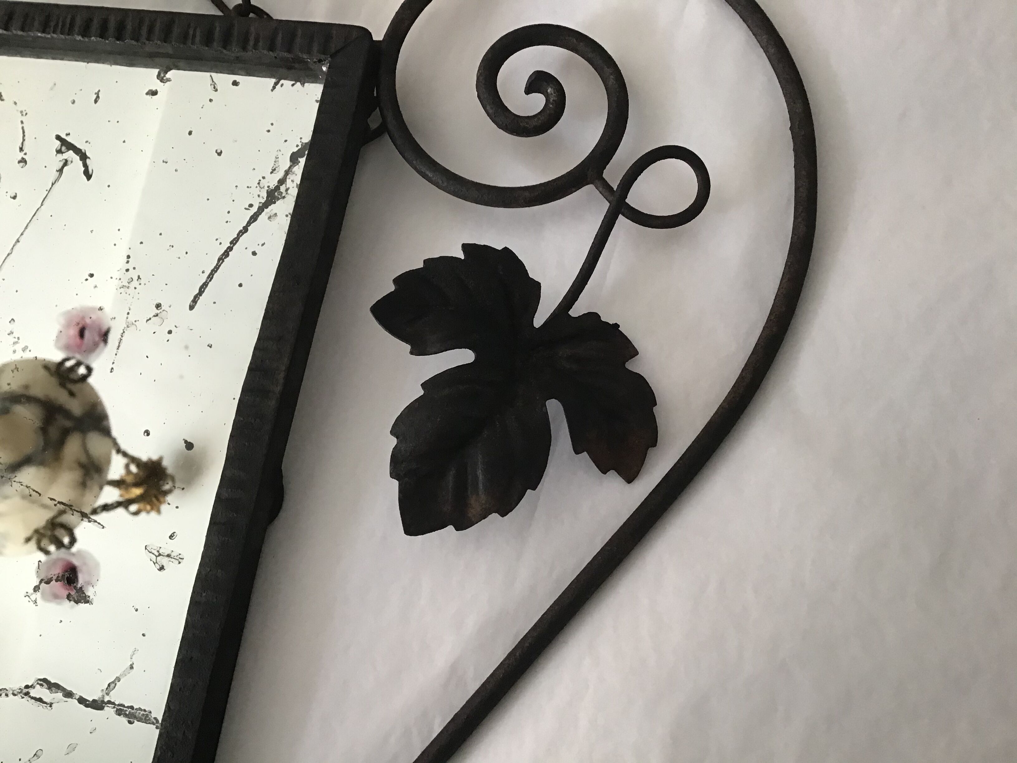 Art deco wrought iron mirror - 53x30cm