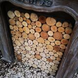 Patinated wooden fireplace