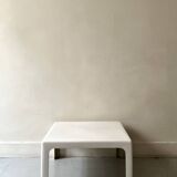 Square coffee table from Prisunic in white fibreglass, 1970s design.