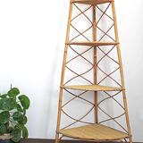 Corner rattan shelf