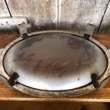 Old art deco metal cup + painted glass cup germonde vintage