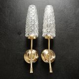 gold metal and glass sconces 1950
