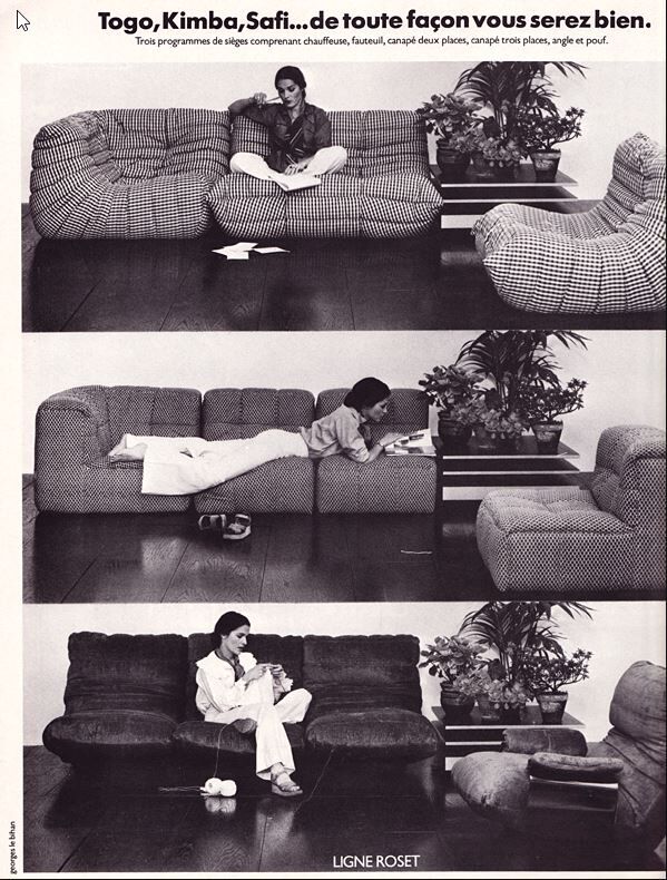 Armchair and its ottoman Safi/Marsala by Michel Ducaroy, edition Ligne Roset 1970