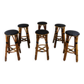 Set of 6 rattan bar stools 1970-80’s