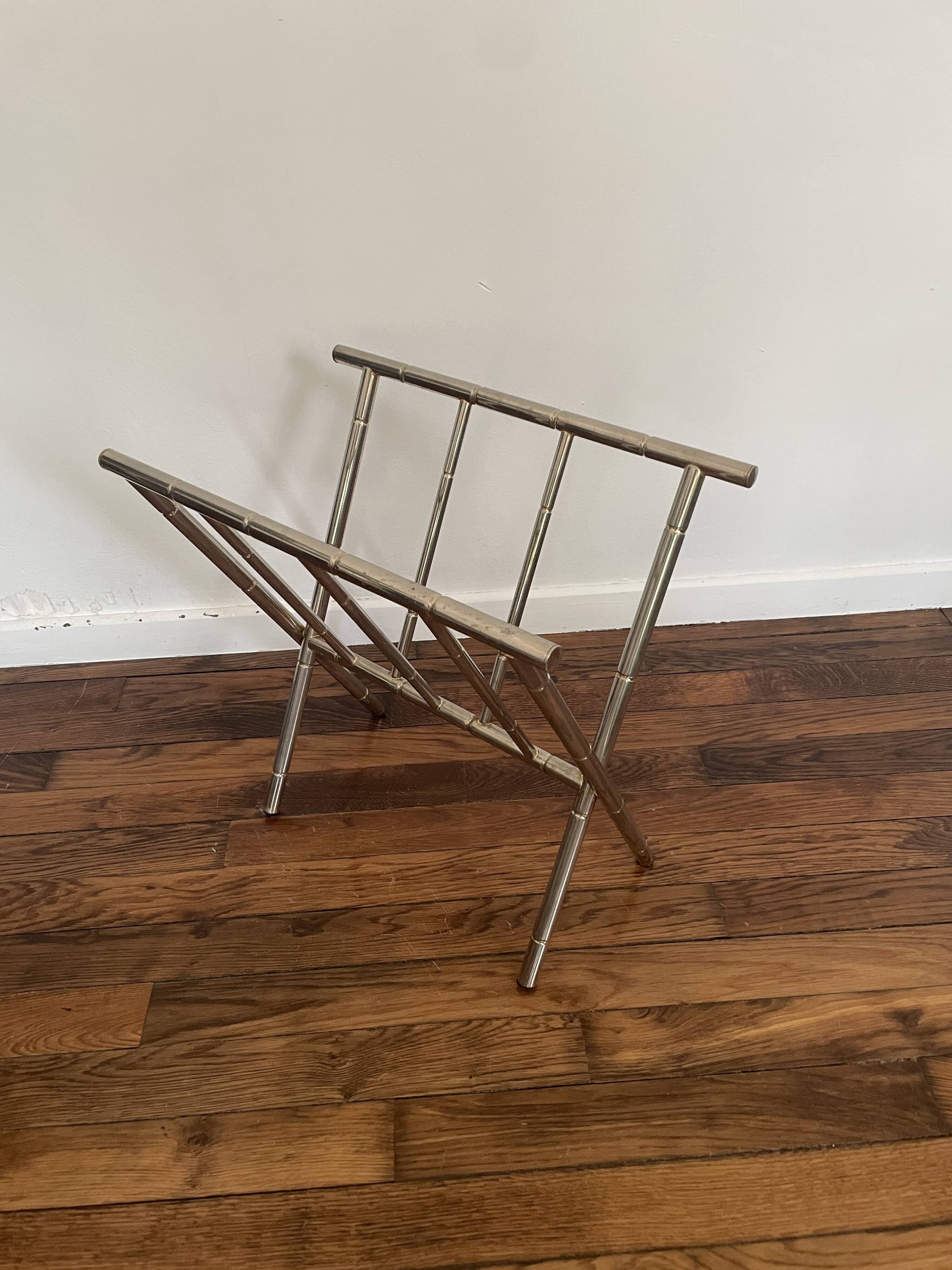 Magazine Rack in the Style of Maison Jansen / Baguès 70s