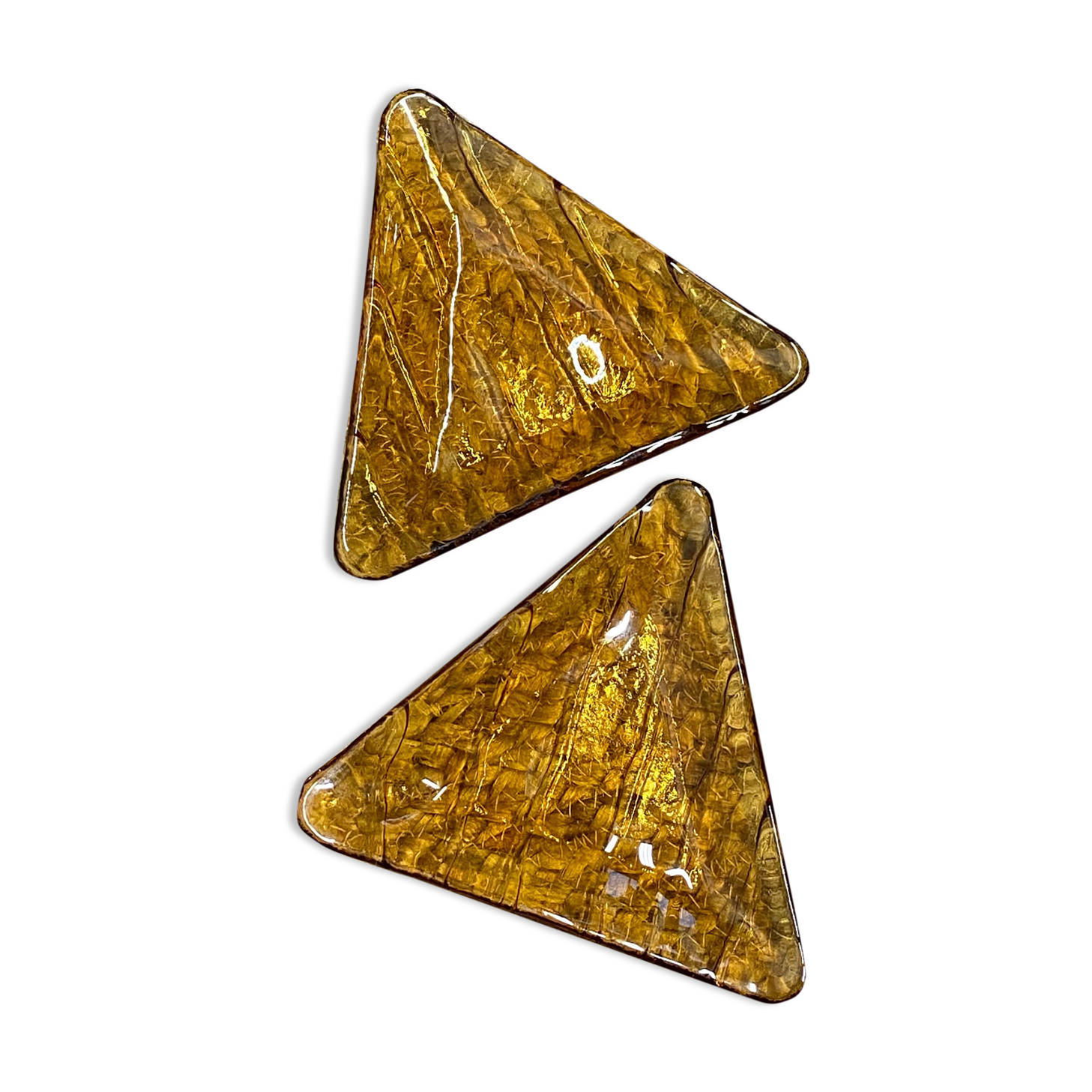 Set of 2 amber glass raviers