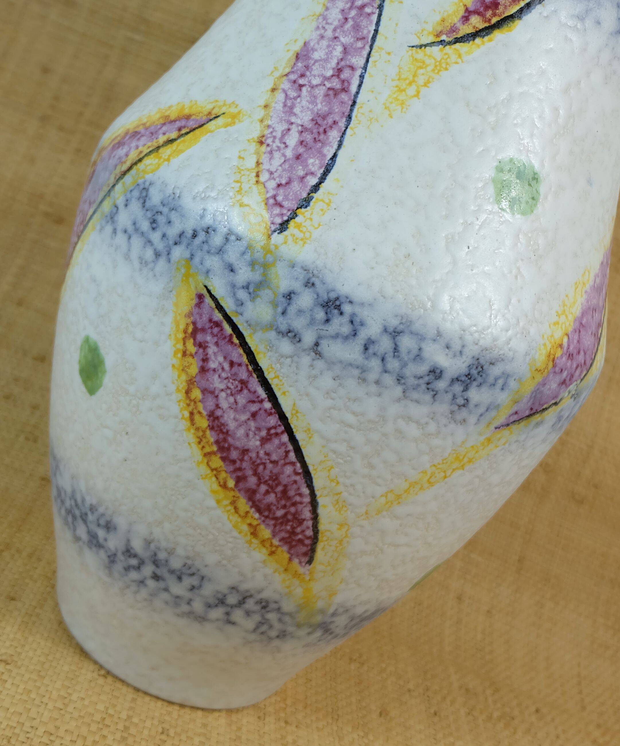 vase de sol Scheurich des années 60, modèle 537-52, motif abstrait du milieu du siècle