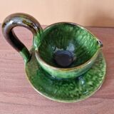 Aegitna in Vallauris - Sauceboat and its supporting saucer in enamelled earthenware