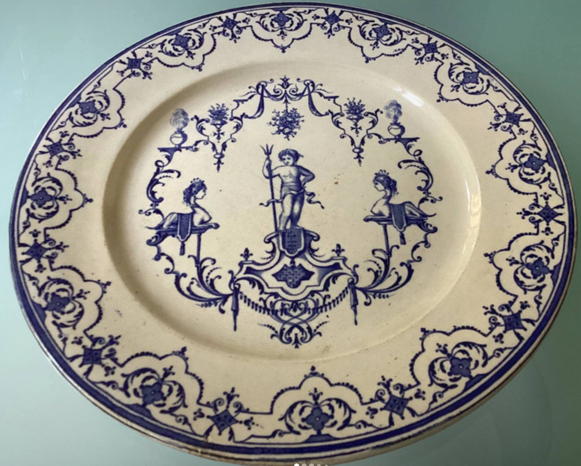 Antique Moustiers earthenware dish