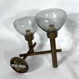 Pair of brass and glass sconces by Sciolari. Italian modern from 70s