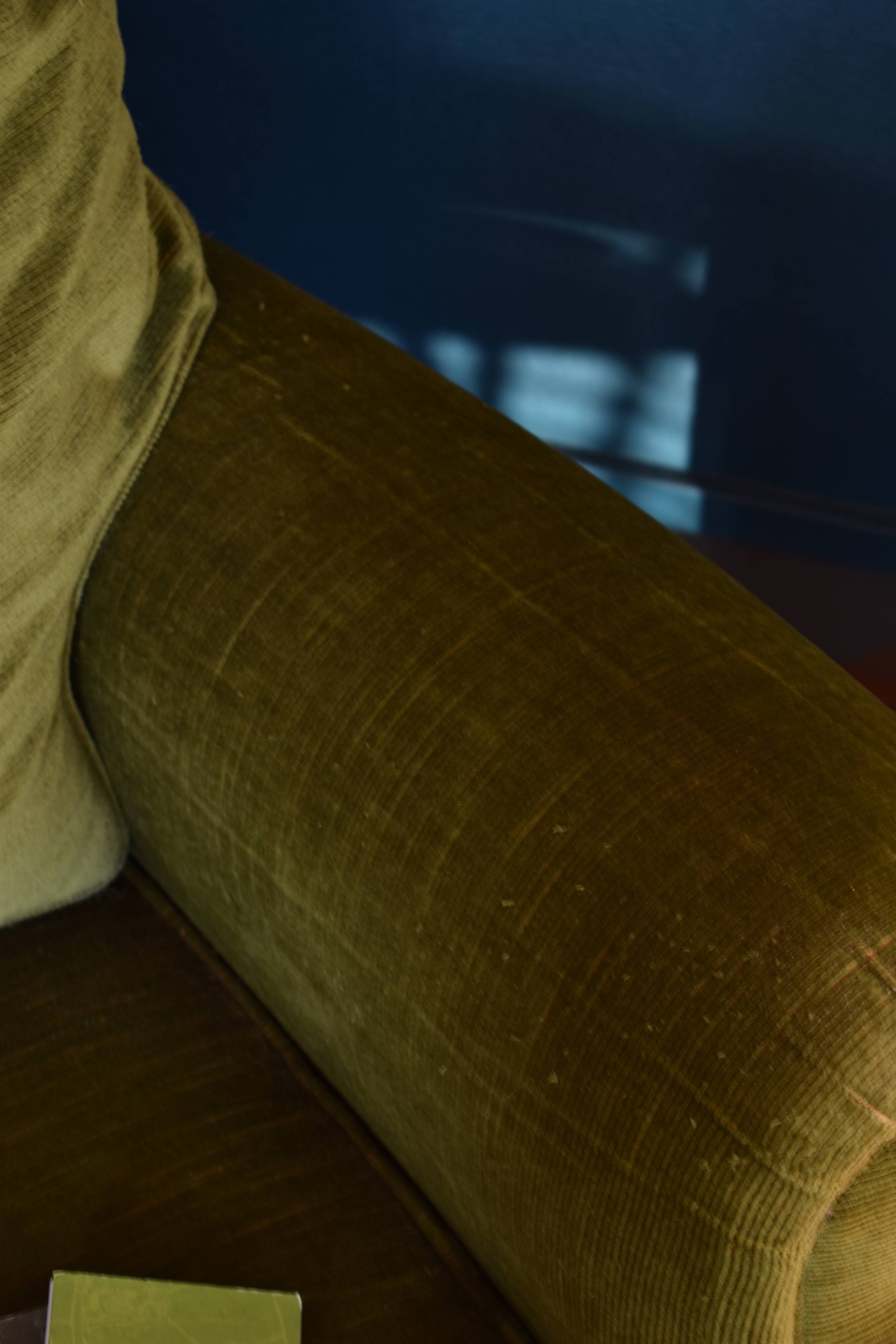 Vintage armchair green velvet fringes