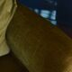 Vintage armchair green velvet fringes