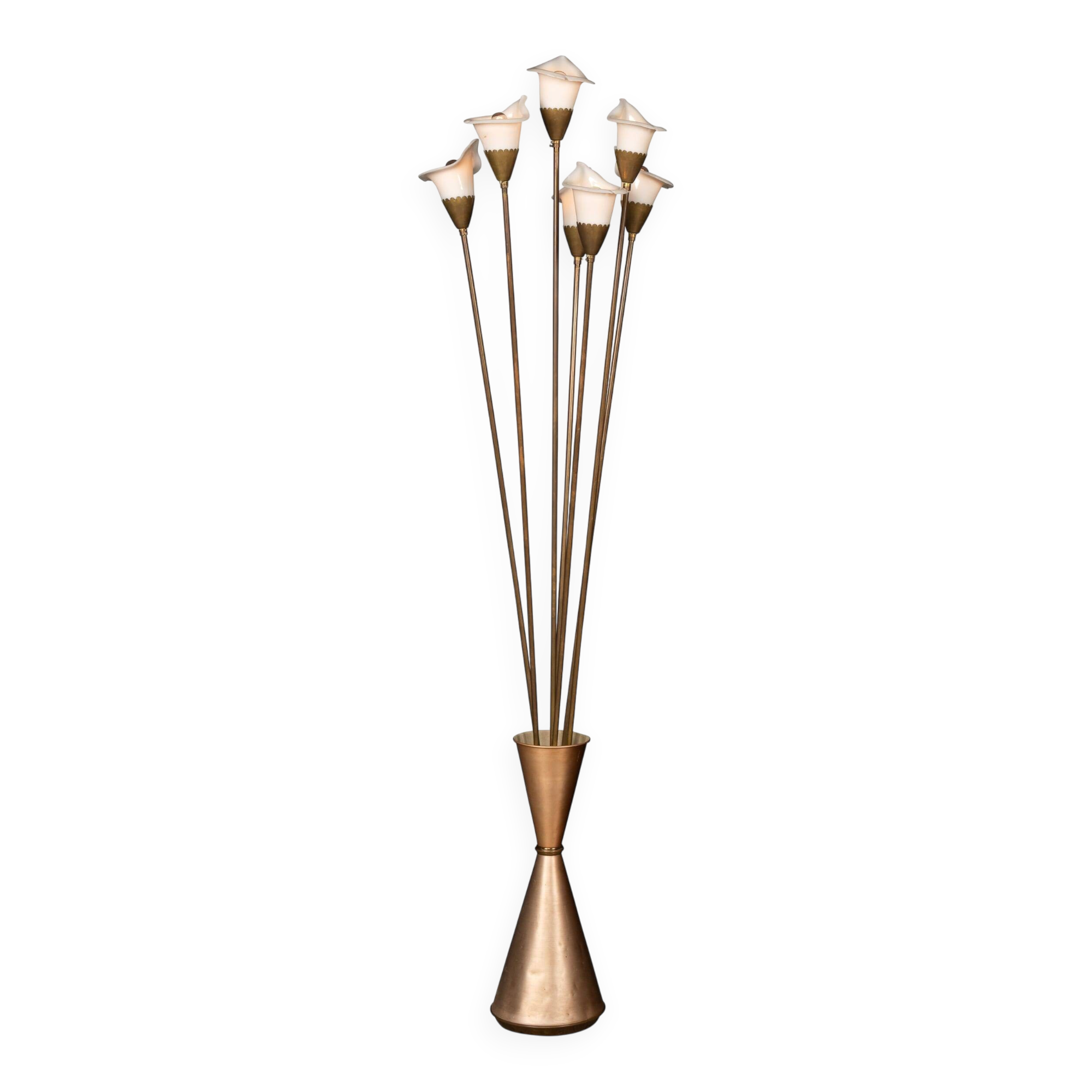 VINTAGE 20thC ITALIAN CALLA FLOOR LAMP BY ANGELO LELLI FOR ARREDOLUCE c1960