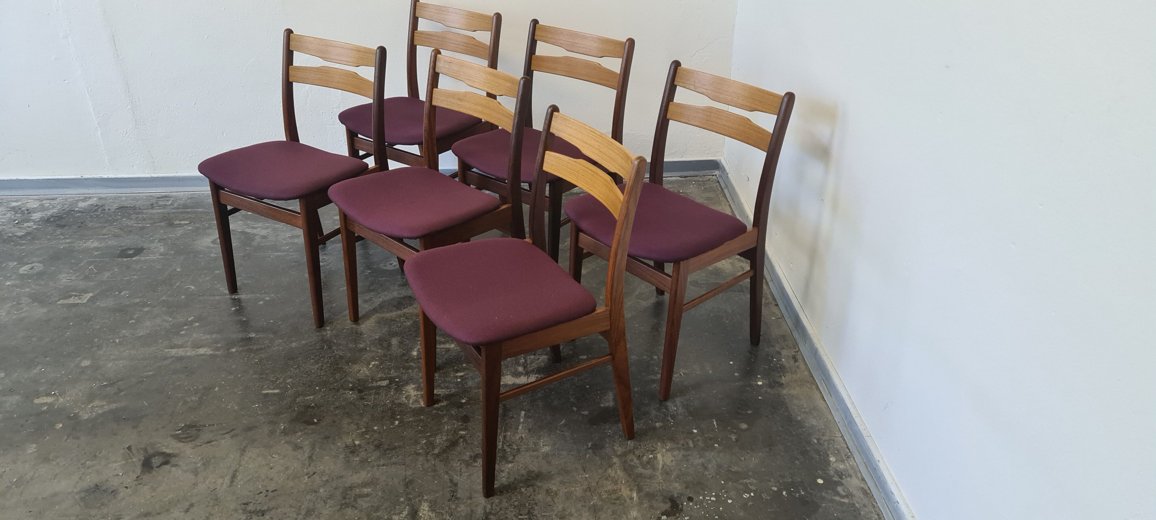 Set of six vintage teak dining chairs