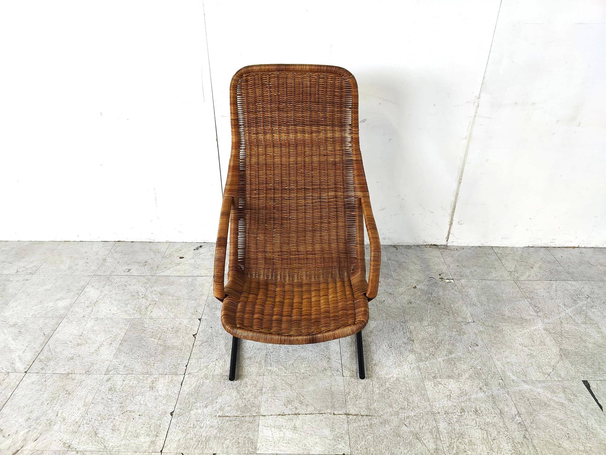 Mid-Century Wicker lounge chair by Dirk Van Sliedrecht, 1960's, Netherlands