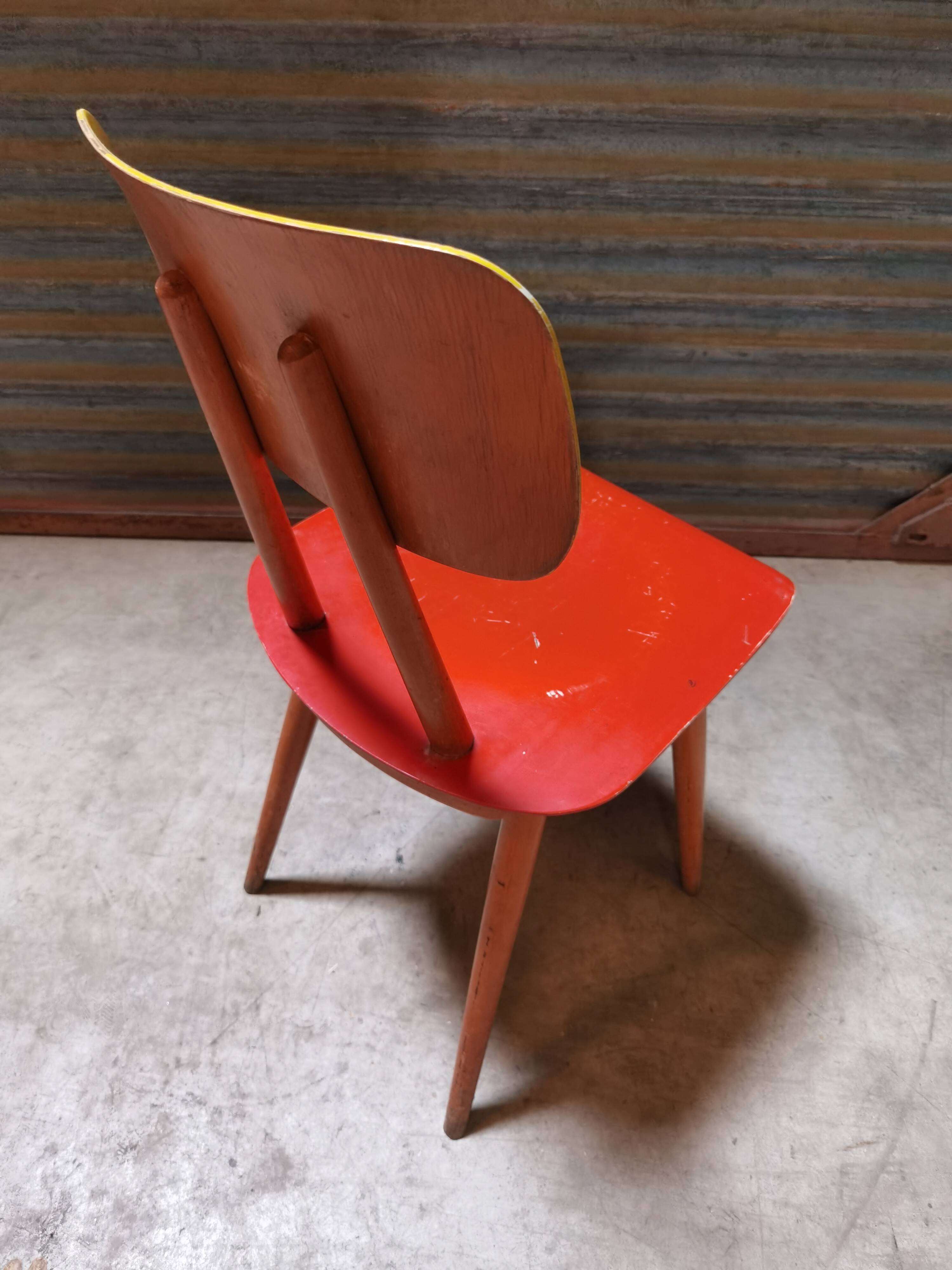 Pair of wooden chairs ton czech republic 1960