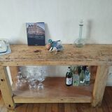 Restored old solid wood workbench