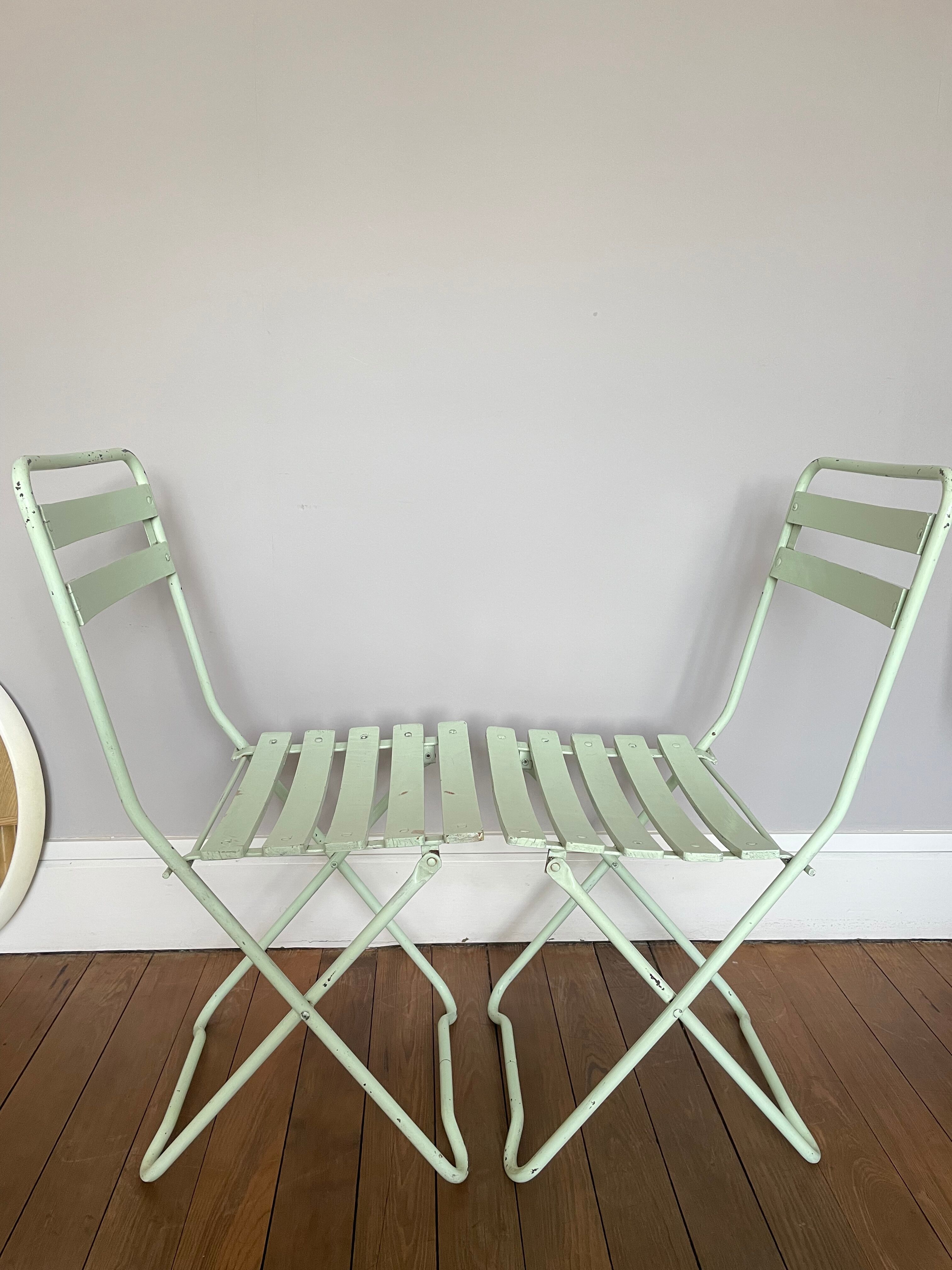 Pair of vintage folding garden chairs