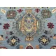 Hand-Knotted Wool Area Rug, Modern Floral Design Blue Carpet for Living Room