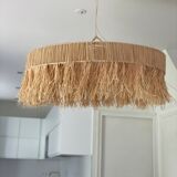 Suspension chandelier lampshade raffia bohemian vintage natural