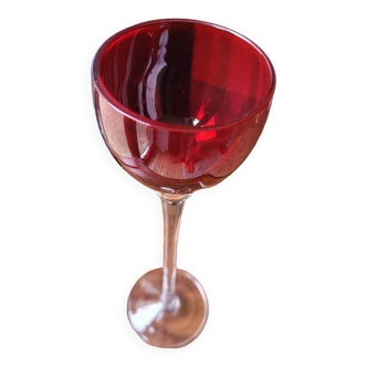 Large red chalice wine glass