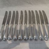 11 silver plated table knives, Ercuis goldsmith, Louis XVI roses model