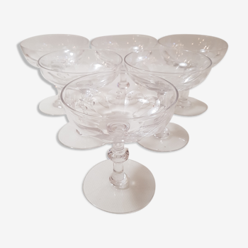 6 cups champagne of baccarat crystal, early 20th century
