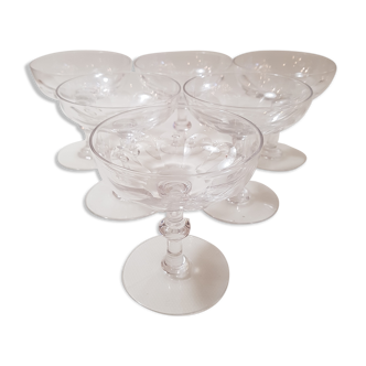 6 cups champagne of baccarat crystal, early 20th century