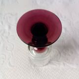 6 antique aperitif glasses, vintage plum-footed glass