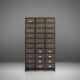 Industrial filing cabinet in wood with 30 original cardboard storage boxes, Belgium, 1920s