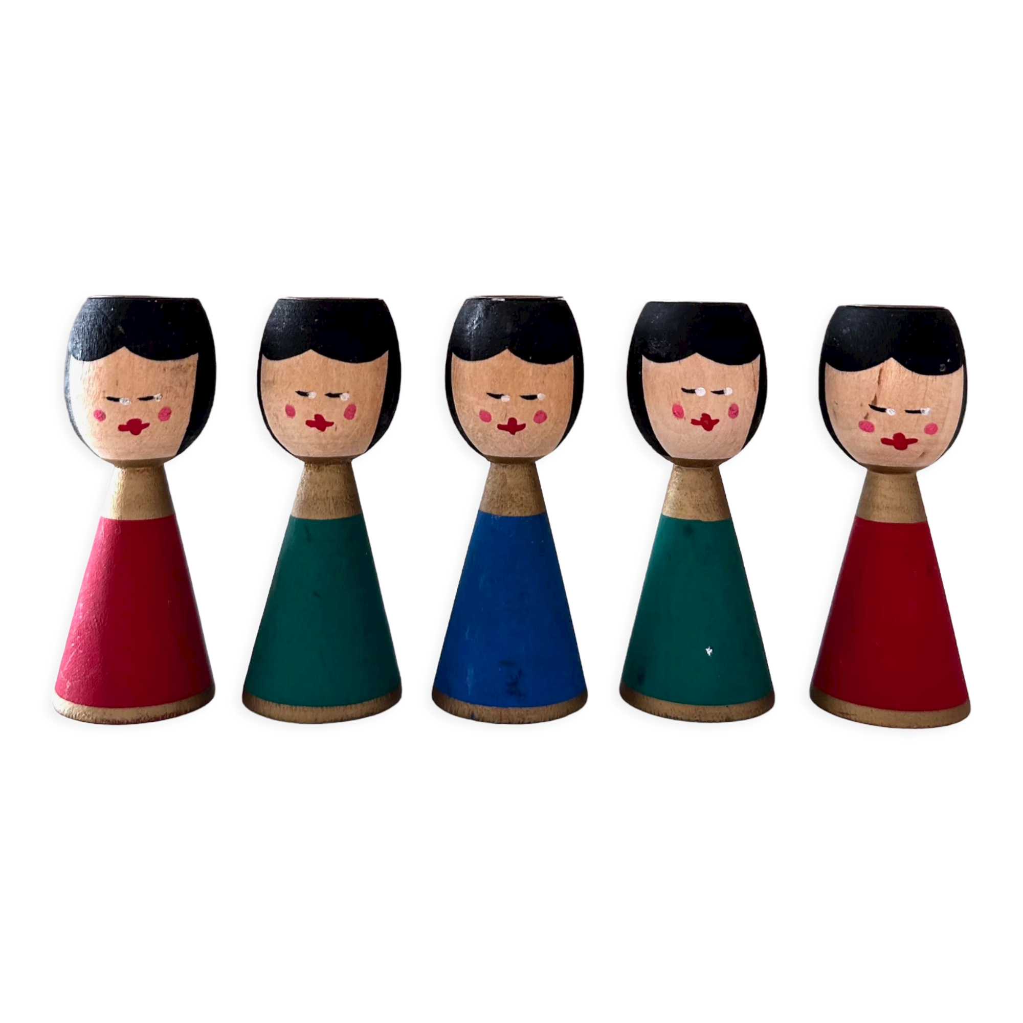 5 candlesticks, vintage decoration Erzgebirge