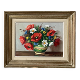 Painting painted in oil on canvas representing a bouquet of flowers signed Surgeon.