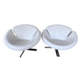 Vintage Signet swivel armchair White Leather