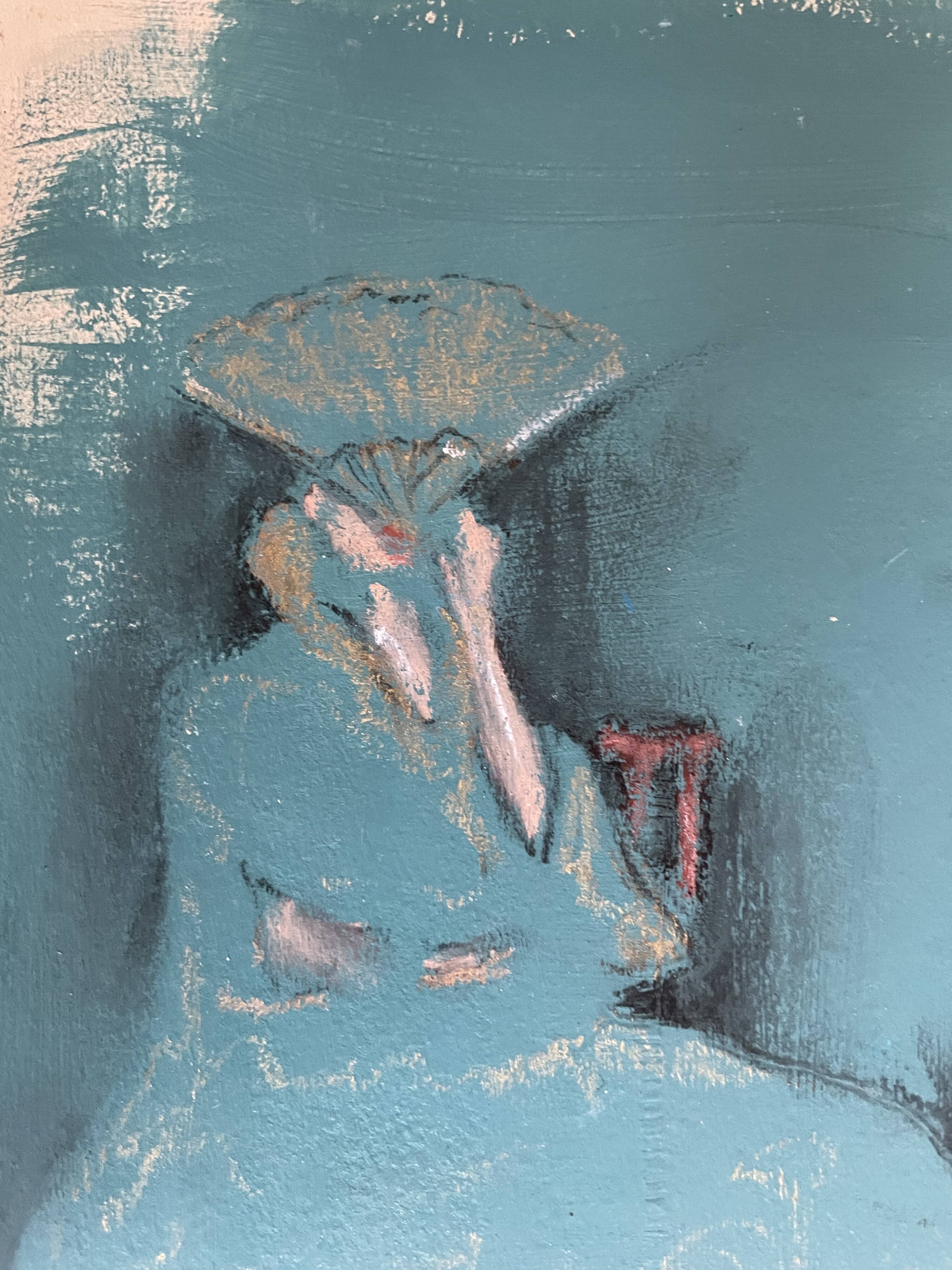 Oil painting signed woman with “fan”
