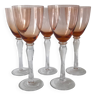 Set of 5 wine glasses in orange tinted glass