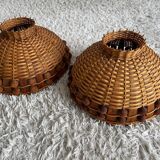 Pair of vintage wicker lampshades