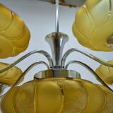 Lustre art déco en chrome et verre, 1930s