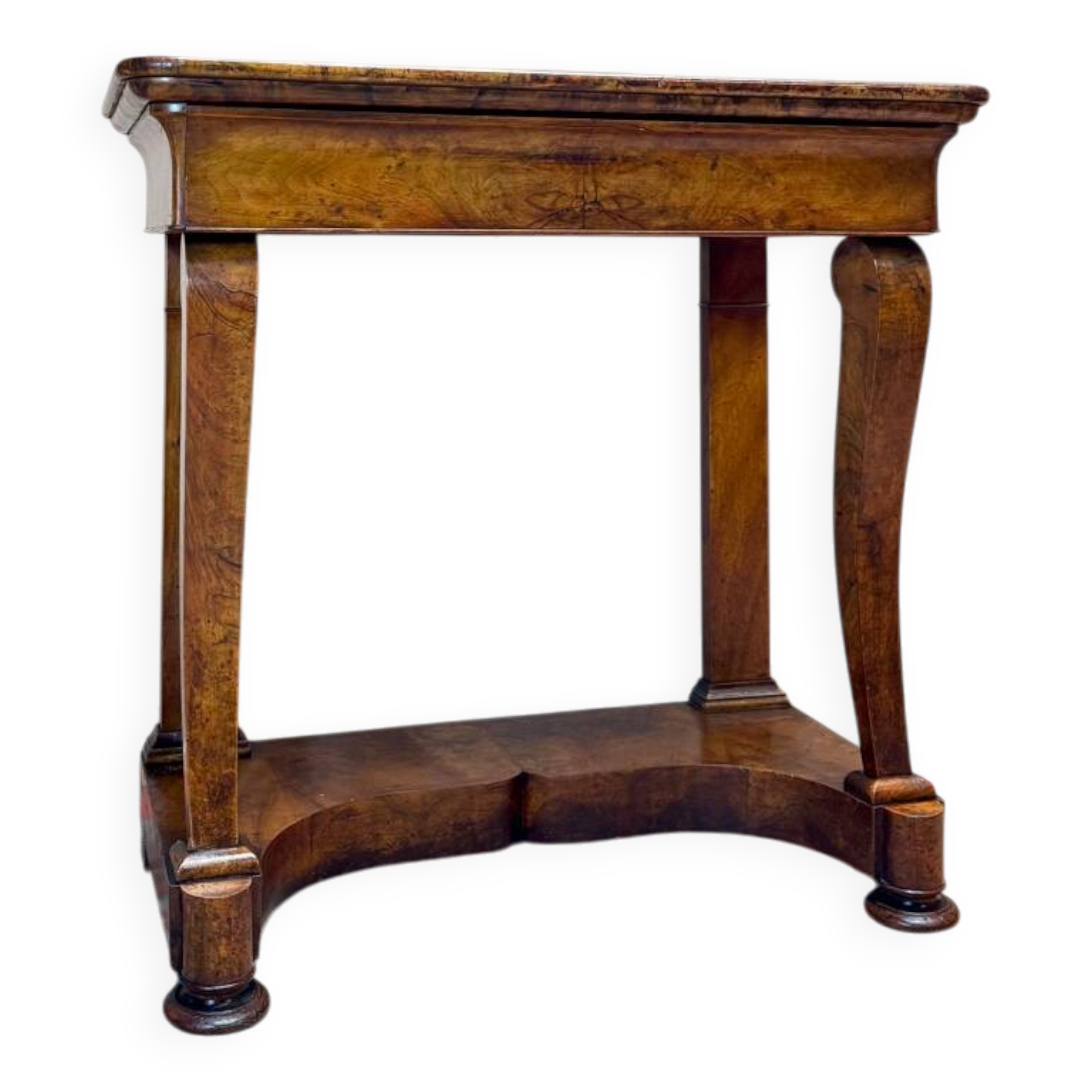 Console in flamed walnut from the louis philippe period, 19th century