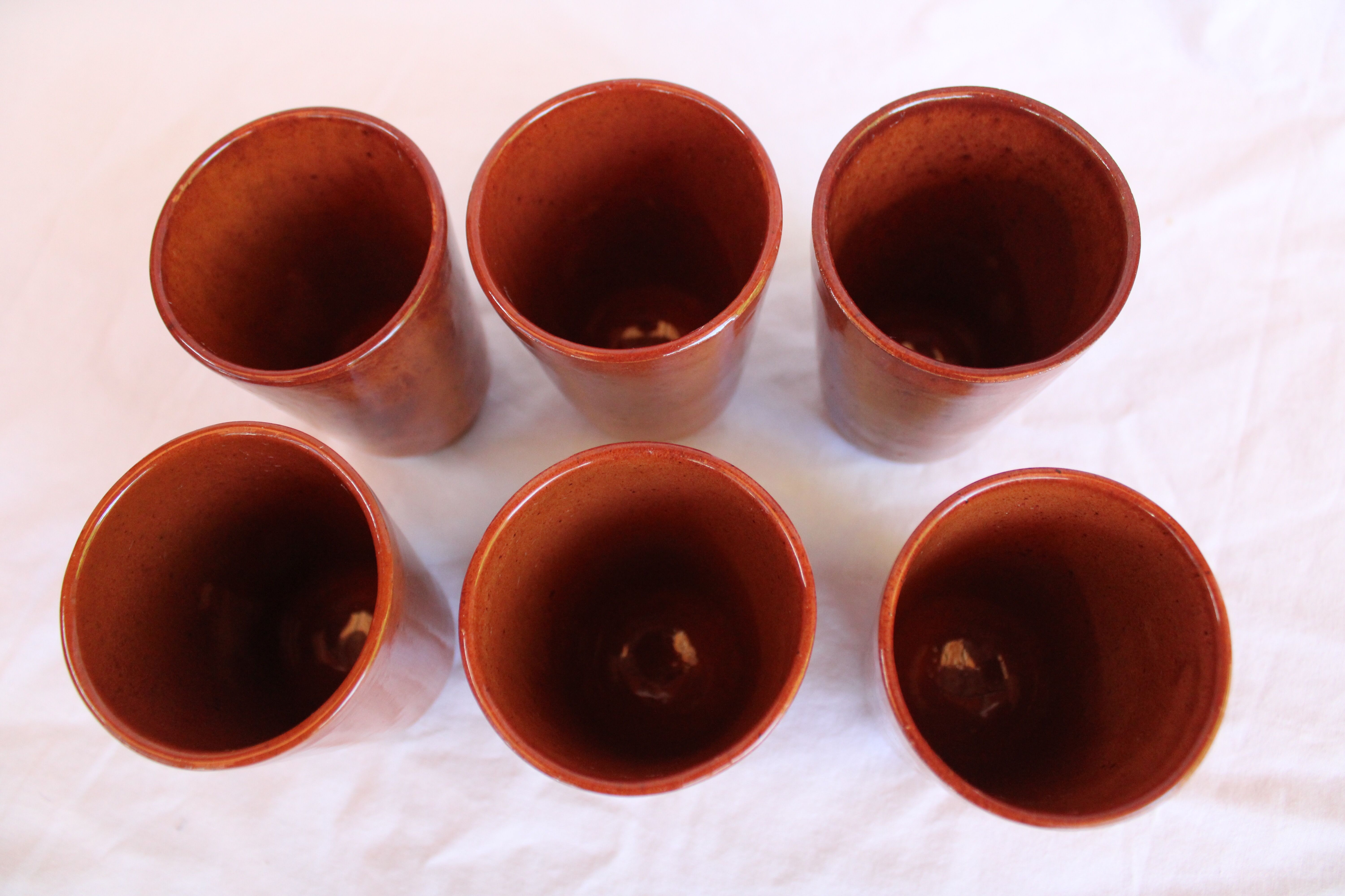 Set de 6 gobelets en grès vernissé vintage