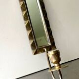 Vintage Art Deco Brass Wall mirrored Candle Sconce