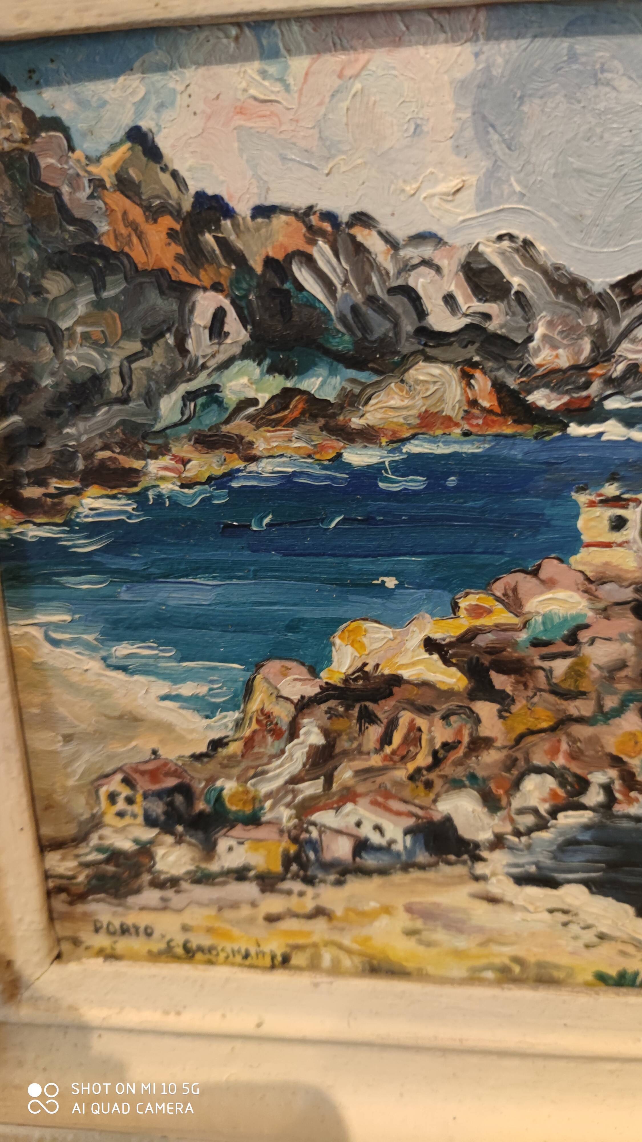 Painting of a seaside cove near Porto, circa 1950