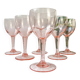 6 vintage faceted pink red wine glasses – 1950s – French elegance