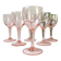 6 vintage faceted pink red wine glasses – 1950s – French elegance