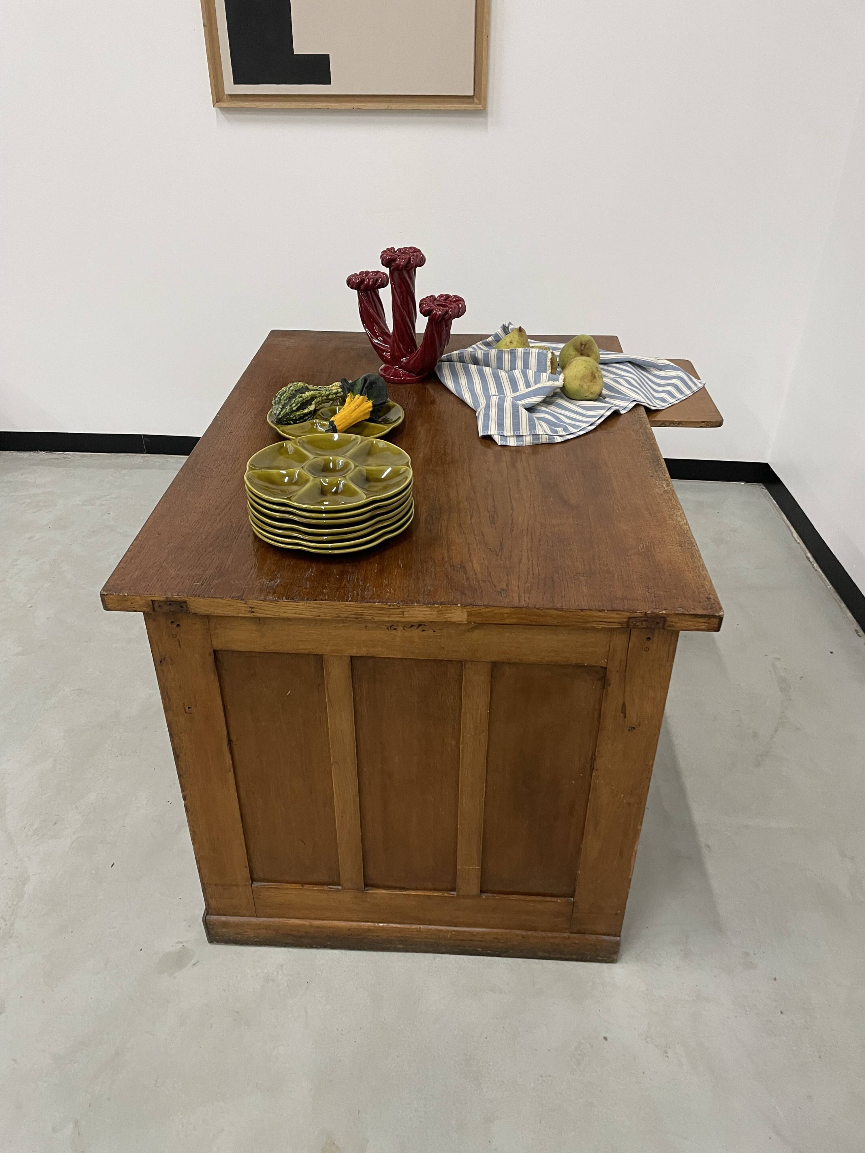 Oak and veneer counter or desk