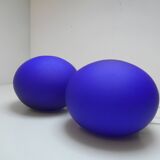 Pair of blue ball lamps