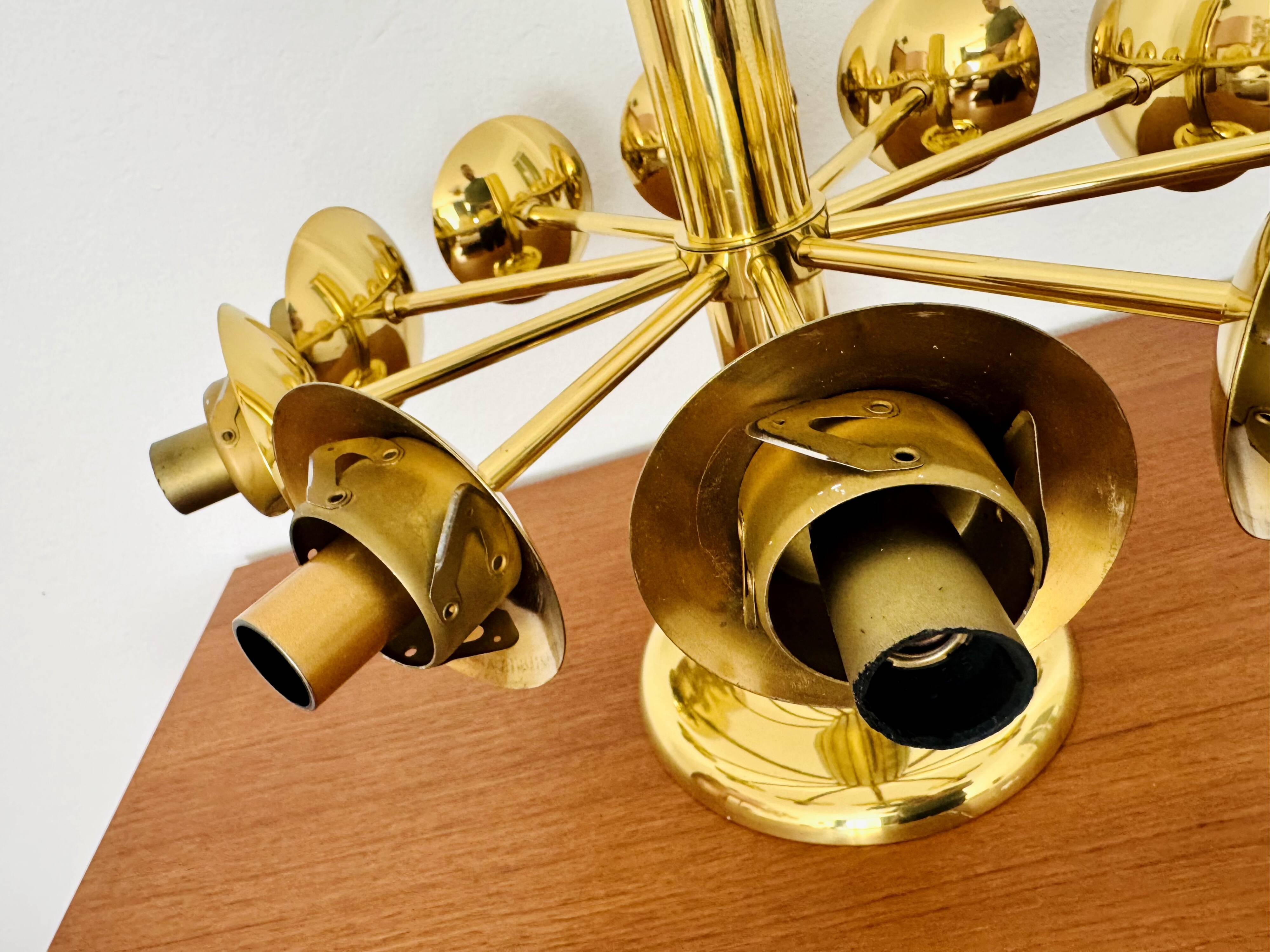 1 of 2 Brass Sputnik Flush Lamps by Kaiser Leuchten