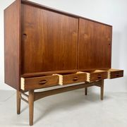 Danish midcentury teak credenza highboard by Ejvind A Johansson