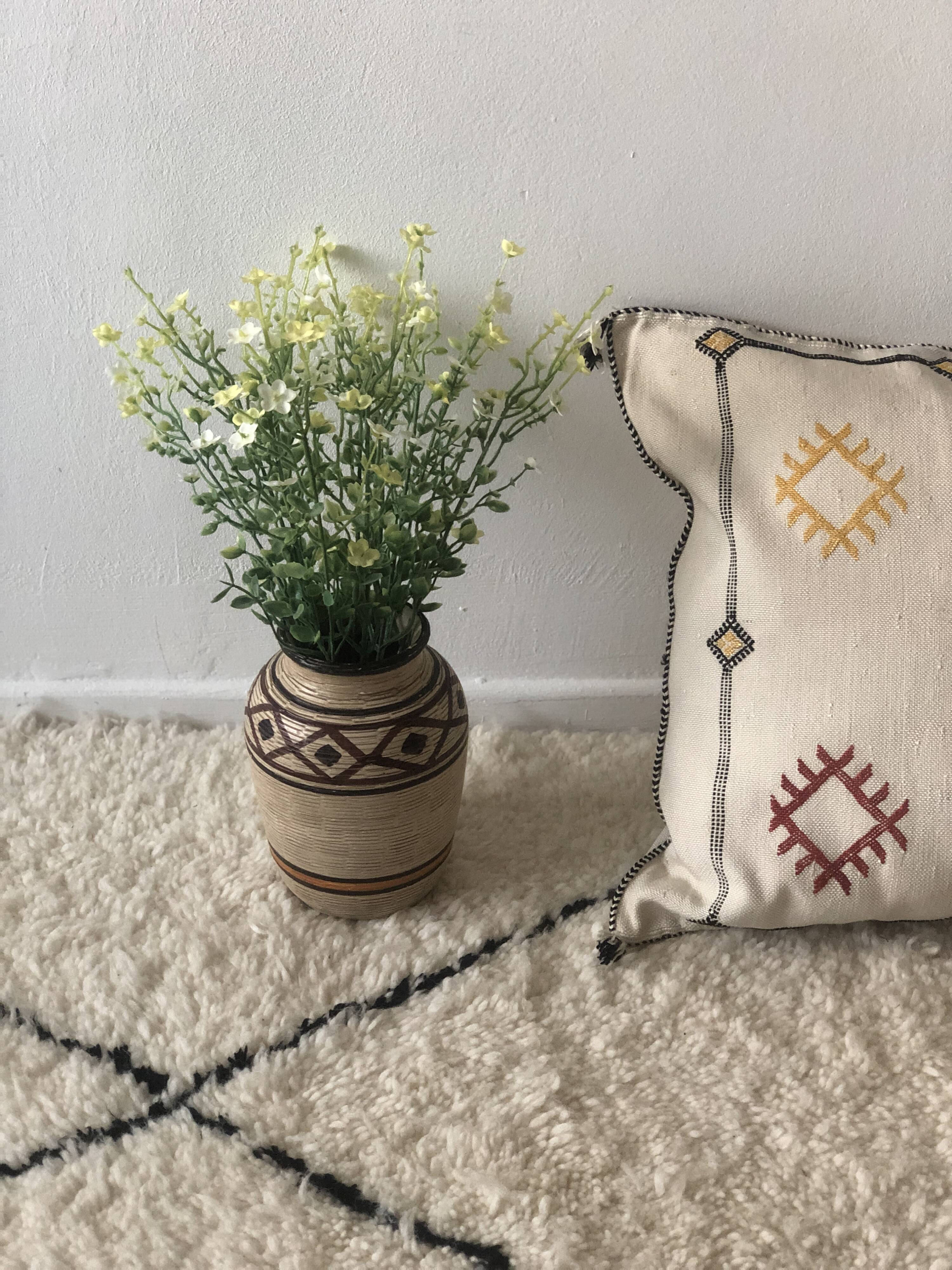 White Sabra Catus Silk Cushion